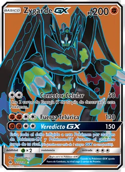 Carta Zygarde GX de la expansión Luz Prohibida, número 123/131