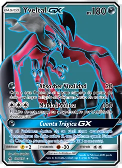 Carta Yveltal GX de la expansión Luz Prohibida, número 124/131