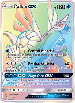 Carta Palkia GX de la expansión Luz Prohibida, número 132/131