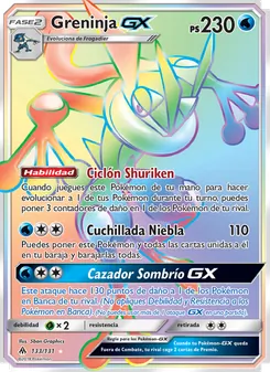 Carta Greninja GX de la expansión Luz Prohibida, número 133/131
