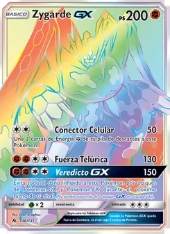 Carta Zygarde GX de la expansión Luz Prohibida, número 136/131