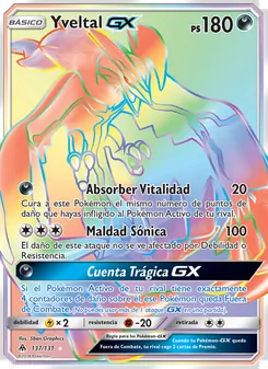 Carta Yveltal GX de la expansión Luz Prohibida, número 137/131