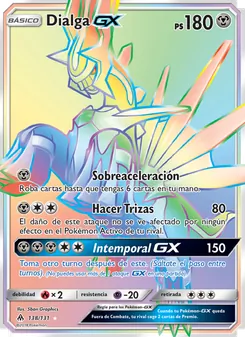 Carta Dialga GX de la expansión Luz Prohibida, número 138/131