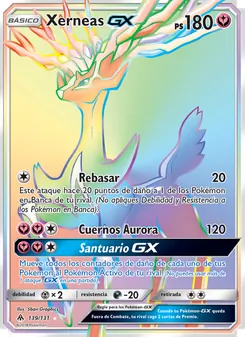Carta Xerneas GX de la expansión Luz Prohibida, número 139/131