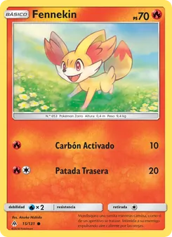 Carta Fennekin de la expansión Luz Prohibida, número 15/131