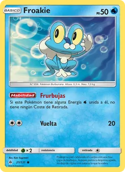 Carta Froakie de la expansión Luz Prohibida, número 21/131