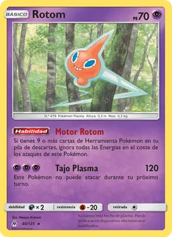 Carta Rotom de la expansión Luz Prohibida, número 40/131