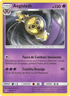 Carta Aegislash de la expansión Luz Prohibida, número 49/131