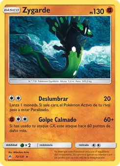 Carta Zygarde de la expansión Luz Prohibida, número 72/131