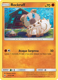 Carta Rockruff de la expansión Luz Prohibida, número 75/131