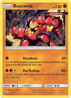 Carta Buzzwole de la expansión Luz Prohibida, número 77/131