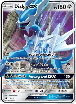 Carta Dialga GX de la expansión Luz Prohibida, número 82/131