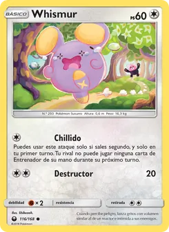 Carta Whismur de la expansión Tormenta Celestial, número 116/168