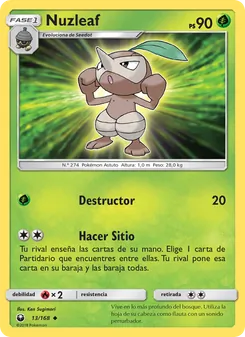 Carta Nuzleaf de la expansión Tormenta Celestial, número 13/168