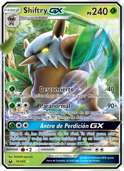 Carta Shiftry GX de la expansión Tormenta Celestial, número 14/168