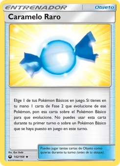 Carta Caramelo Raro de la expansión Tormenta Celestial, número 142/168