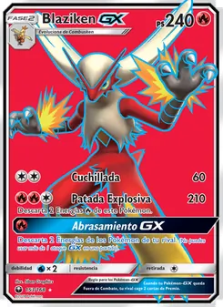 Carta Blaziken GX de la expansión Tormenta Celestial, número 153/168