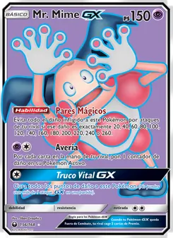Carta Mr. Mime GX de la expansión Tormenta Celestial, número 156/168