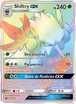 Carta Shiftry GX de la expansión Tormenta Celestial, número 169/168