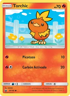 Carta Torchic de la expansión Tormenta Celestial, número 26/168