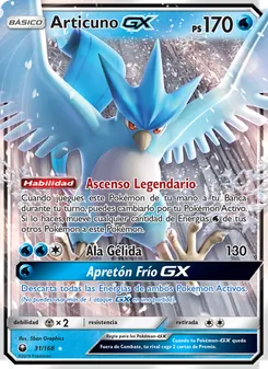 Carta Articuno GX de la expansión Tormenta Celestial, número 31/168