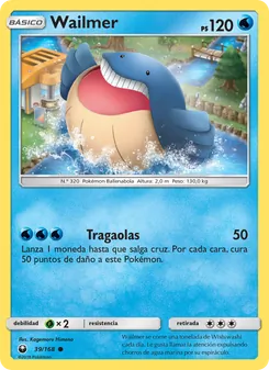 Carta Wailmer de la expansión Tormenta Celestial, número 39/168