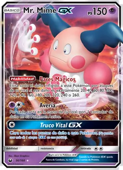 Carta Mr. Mime GX de la expansión Tormenta Celestial, número 56/168