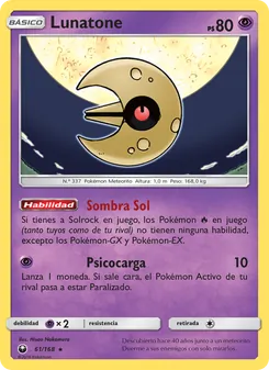 Carta Lunatone de la expansión Tormenta Celestial, número 61/168