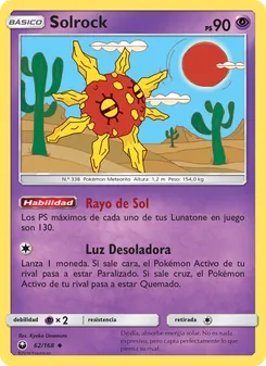 Carta Solrock de la expansión Tormenta Celestial, número 62/168