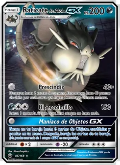 Carta Raticate de Alola GX de la expansión Tormenta Celestial, número 85/168