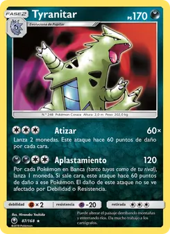 Carta Tyranitar de la expansión Tormenta Celestial, número 87/168