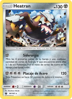 Carta Heatran de la expansión Tormenta Celestial, número 98/168