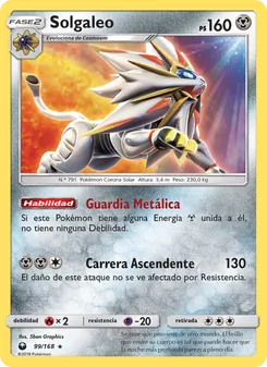 Carta Solgaleo de la expansión Tormenta Celestial, número 99/168