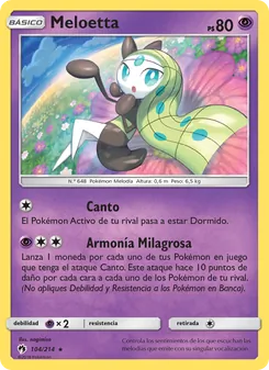 Carta Meloetta de la expansión Truenos Perdidos, número 104/214