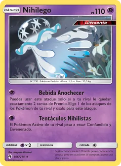 Carta Nihilego de la expansión Truenos Perdidos, número 106/214