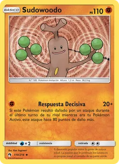 Carta Sudowoodo de la expansión Truenos Perdidos, número 110/214