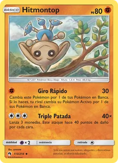 Carta Hitmontop de la expansión Truenos Perdidos, número 113/214