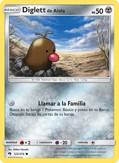 Carta Diglett de Alola de la expansión Truenos Perdidos, número 122/214