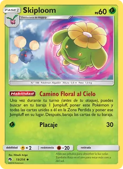 Carta Skiploom de la expansión Truenos Perdidos, número 13/214