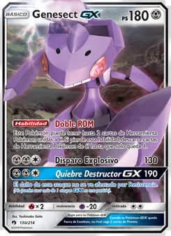 Carta Genesect GX de la expansión Truenos Perdidos, número 130/214