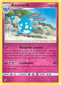 Carta Azumarill de la expansión Truenos Perdidos, número 136/214