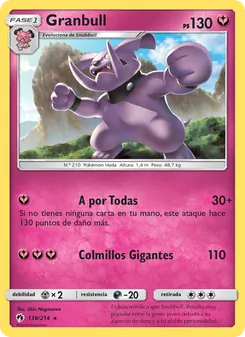 Carta Granbull de la expansión Truenos Perdidos, número 138/214