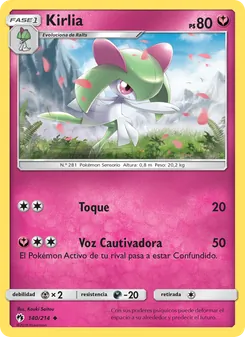 Carta Kirlia de la expansión Truenos Perdidos, número 140/214