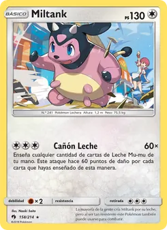 Carta Miltank de la expansión Truenos Perdidos, número 158/214