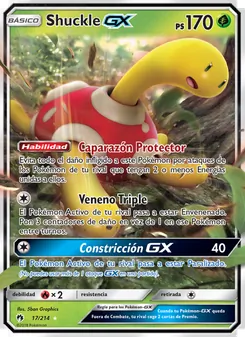 Carta Shuckle GX de la expansión Truenos Perdidos, número 17/214