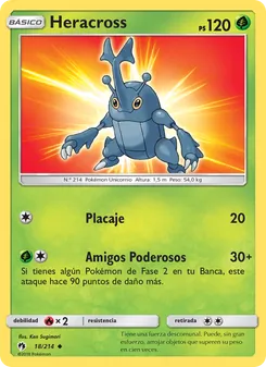 Carta Heracross de la expansión Truenos Perdidos, número 18/214
