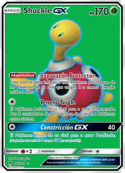 Carta Shuckle GX de la expansión Truenos Perdidos, número 195/214