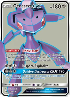 Carta Genesect GX de la expansión Truenos Perdidos, número 204/214