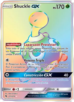 Carta Shuckle GX de la expansión Truenos Perdidos, número 215/214