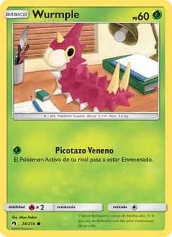 Carta Wurmple de la expansión Truenos Perdidos, número 24/214